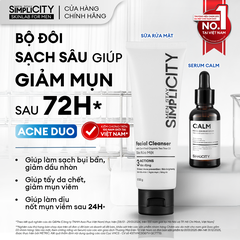 Combo Acne Duo giảm mụn sưng viêm: Sữa rửa mặt 100g và Serum Calm 30ml