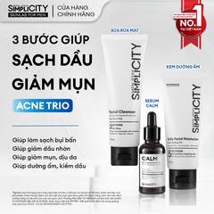 Combo Acne Trio chăm da dầu mụn: Sữa rửa mặt 100g, Serum Calm 30ml, Kem dưỡng ẩm 80g
