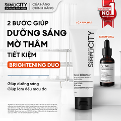 Combo Brightening Duo dưỡng trắng mờ thâm tiết kiệm: Sữa rửa mặt 100g & Serum Vital 30ml