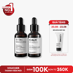Combo serum Calm & Vital giảm mụn sáng da mờ thâm cho nam BHA + Peptide + 5% Niacinamide 30ml