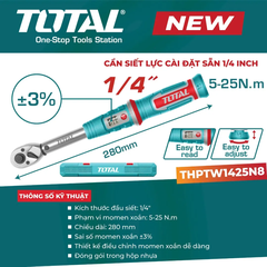 Cần siết lực cài đặt sẵn 1/4"-TOTAL-THPTW1425N8