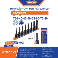 Bộ 8 đầu tuýp đen mũi sao 1/2"-Wadfow-WMS4408