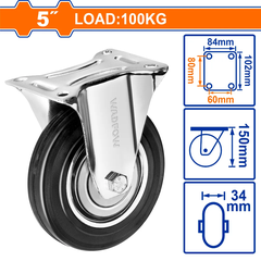 Bánh xe đẩy cao su cố định 5" WADFOW WJL3351
