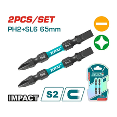 Bộ 2 mũi bắt vít PH2+SL6, 65mm-TOTAL-TACIM72HL665