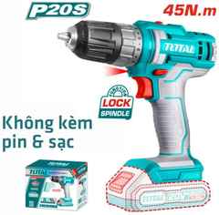 Máy khoan 
pin 20V (không kèm pin & sạc)-TOTAL-TDLI200515