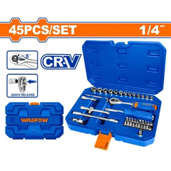 Bộ 45 chi tiết tay vặn đầu tuýp 1/4"-Wadfow WST4D45