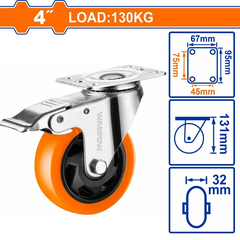 Bánh xe đẩy xoay 4" có khóa WADFOW WJL2343
