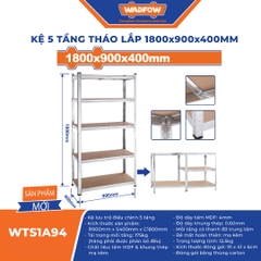 Kệ 5 tầng tháo lắp 1800x900x400mm-Wadfow-WTS1A94