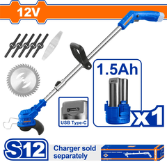 Máy cắt cỏ dùng pin 12V (không kèm dây & đầu sạc) Wadfow  WGTS512