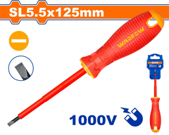 Tua vít dẹp cách điện SL5.5x125mm-Wadfow WSD7255