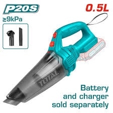 Máy hút bụi 0.5L dùng pin 20V (không kèm pin & sạc)-TOTAL-TVLI201261