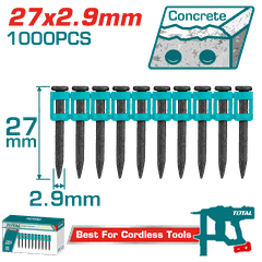 Bộ 10 pcs đinh bắn bê tông liên tục 27mm-TOTAL-TAC02271