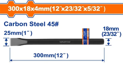 Mũi đục dẹp nguội 25x18x300mm-Wadfow WCC0301
