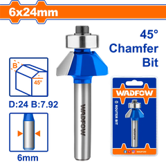Mũi phay gỗ vát 45° 6x6x24mm WADFOW WRG3402