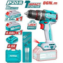 Máy khoan búa không chổi than dùng pin 20V-TOTAL-TIDLI20868