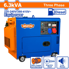 Tổ máy phát điện diesel không ồn 6300W Wadfow WDG2A50DT