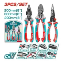 Bộ 3 kềm đa năng 8" gồm kềm răng, kềm mũi nhọn và kềm cắt -TOTAL-THT2MK231