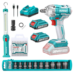 Bộ combo máy siết buloong không chổi than TIWLI2038 & đèn làm việc TWLI35261 dùng pin 20V-TOTAL-TOSLI231004