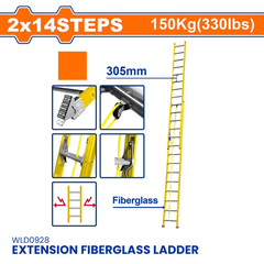 Thang xếp sợi thủy tinh kéo dài 2x14 bậc Wadfow WLD0928