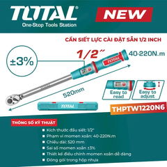 Cần siết lực cài đặt sẵn 1/2"-TOTAL-THPTW1220N6