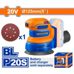 Máy chà nhám tròn dùng pin 20V-125mm (không chổi than) Wadfow  WRAP5030