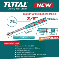 Cần siết lực cài đặt sẵn 3/8"-TOTAL-THPTW3860N6
