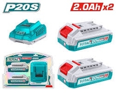 Bộ 2 pin TFBLI20011 và 1 sạc TFCLI2001 dùng pin  Lithium-Ion 20V-TOTAL-TFBCPK2212