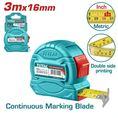 Thước kéo thép nền vàng 3x16mm -TOTAL-TMT34316