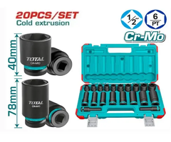 Bộ 20 đầu tuýp impact 1/2"-TOTAL-THKISD12203L
