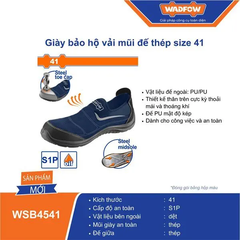 Giày bảo hộ vải mũi đế thép size 41-Wadfow WSB4541