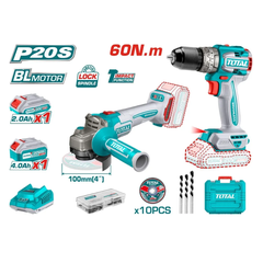 Bộ combo máy mài góc TAGLI21104
máy khoan búa TIDLI20602 (TIDLI206681)  không chổi than dùng pin 20V-TOTAL-TCKLI2027310