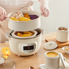Nồi nấu chậm 1.6L Bear Sube002 - 6 chế độ nấu ăn dặm, 3 thố tiện lợi, hẹn giờ - GIÁ SIÊU TỐT