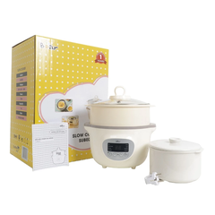 Nồi nấu chậm 1.6L Bear Sube002 - 6 chế độ nấu ăn dặm, 3 thố tiện lợi, hẹn giờ - GIÁ SIÊU TỐT