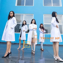Áo Blouse trắng Nam Nữ dài tay áo blue trắng bác sĩ, dược sĩ, phòng thí nghiệm