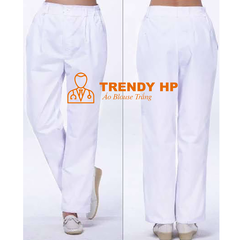 Quần blouse nam nữ trắng - Quần âu blu khoá kết hợp chun sang trọng cho bác sĩ, điều dưỡng, y tá