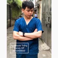 Bộ scrubs bác sĩ, kỹ thuật viên màu xanh Navy - đồng phục spa, thẩm mỹ viện, nha khoa, phòng khám chất phổ thông