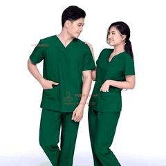 Bộ scrubs bác sĩ, kỹ thuật viên màu Xanh Lá Cotton Cao Cấp - đồng phục spa, nha khoa, phòng khám, dược sỹ