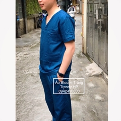 Bộ scrubs bác sĩ, kỹ thuật viên màu xanh Navy - đồng phục spa, thẩm mỹ viện, nha khoa, phòng khám chất phổ thông