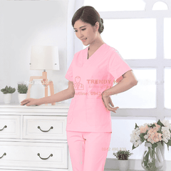 Bộ scrubs đồng phục màu Hồng Cotton Cao Cấp - scrubs bác sĩ, đồng phục spa, nha khoa, phòng khám, dược sỹ