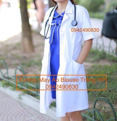 Áo choàng blouse trắng cho bác sĩ, dược sĩ, phòng thí nghiệm, Spa