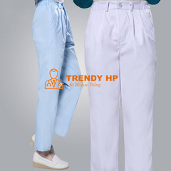 Quần blouse nam nữ trắng - Quần âu blu khoá kết hợp chun sang trọng cho bác sĩ, điều dưỡng, y tá