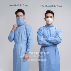 Áo choàng phòng phẫu thuật màu xanh Hoà Bình - Áo choàng mổ, tiểu phẫu cho bệnh viện, phòng khám, spa