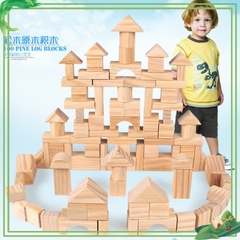 Set Bộ khối 100 chi tiết gỗ mộc đồ chơi xếp hình gỗ khối lớn