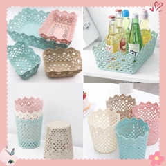 Giỏ hoa nhựa, sọt rác để bàn tròn, chữ nhật, vuông nhiều cỡ - Songlong