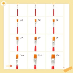 Bút lông - Cọ vẽ - Cọ tô màu đầu dẹt lông mịn set 12 Cọ Vẽ  bút lông thân gỗ
