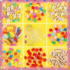 Set  50 kẹp gỗ màu nhiều hình ngộ nghĩnh Deco trang trí ( tặng kèm dây treo)