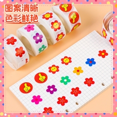 Cuộn 500 sticker dễ thương đa dạng , chất liệu giấy dán chắc chắn, dùng trang trí và khen thưởng học sinh