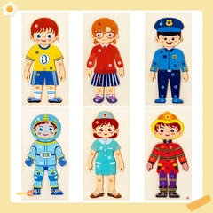 Bảng ghép 3D các nghề đồ chơi bằng gỗ - GIáo Cụ Montessori - Phát triển tư duy sớm