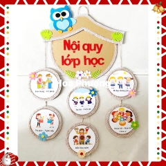 Bảng Nội quy lớp học- bé học  lễ giáo trang trí lớp học mầm non