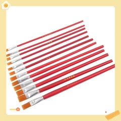 Bút lông - Cọ vẽ - Cọ tô màu đầu dẹt lông mịn set 12 Cọ Vẽ  bút lông thân gỗ